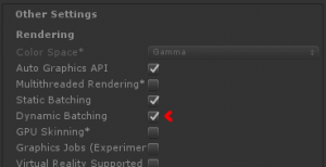 Unity Dynamic Batching Tickbox