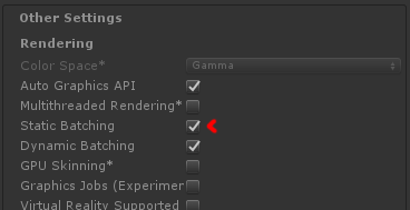 Unity Static Batching Setting