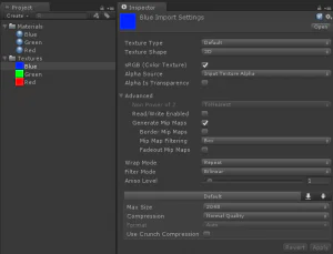 Unity Texture Import Settings Window